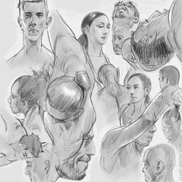 16x Heads from Quickdraw — figure reference