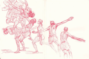 Free run sketchbook study — figure reference