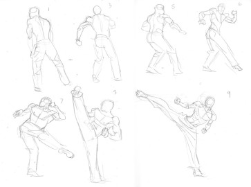 Kick motion study — figure reference