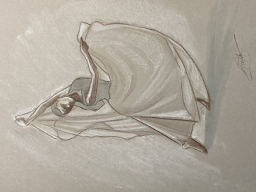 Wax pencil and charcoal — figure reference