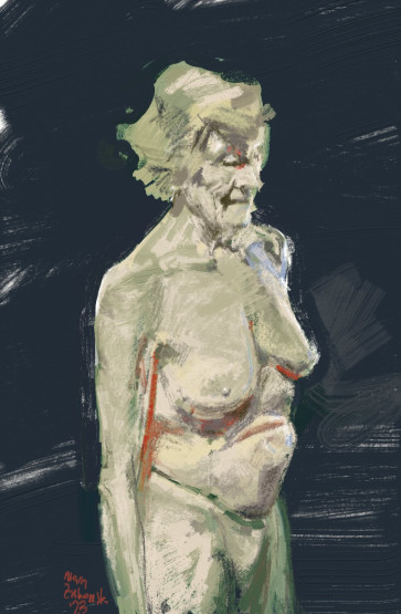old woman standing — figure reference