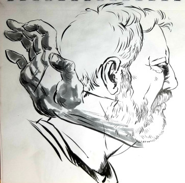 inky hand and profile man — figure reference