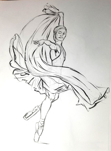 white skirt dancer brush — figure reference