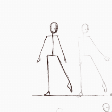 Stick figure animation of “Ballet Black” motion — figure reference