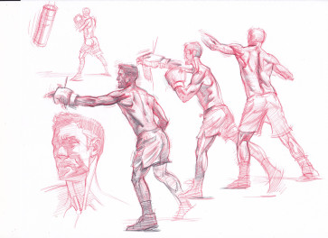 Kickboxing sketches — figure reference