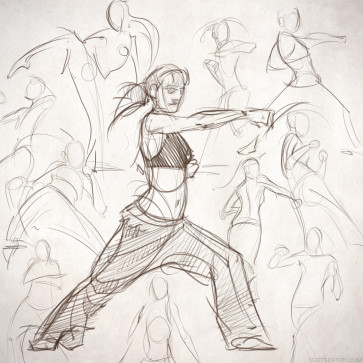 kickboxing sketches — figure reference