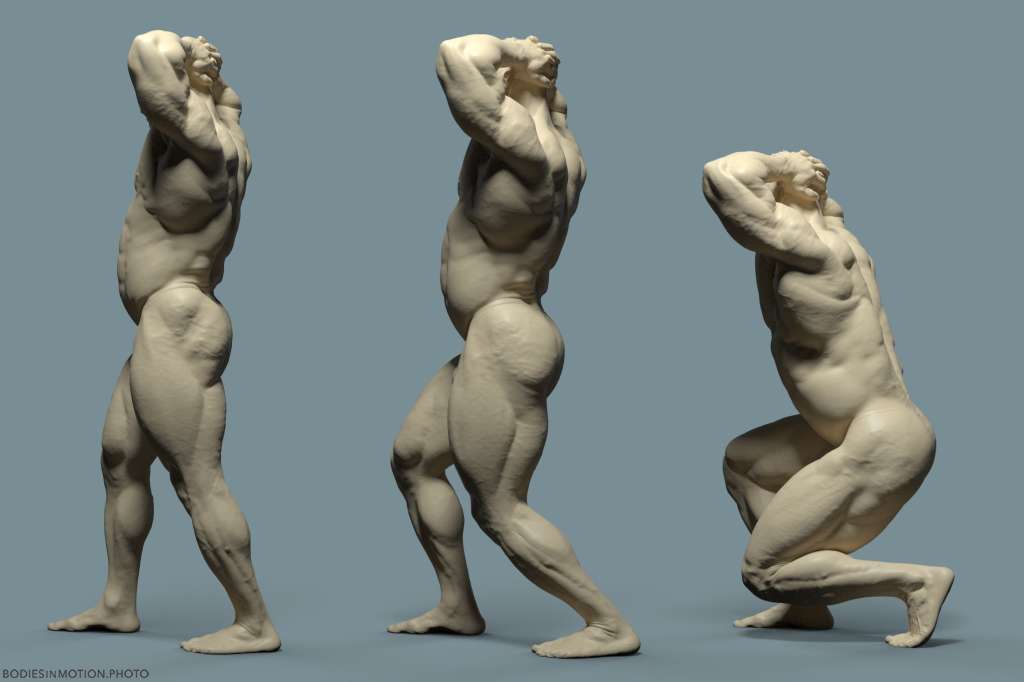 Muscular male lunge keyLightBlue — figure reference