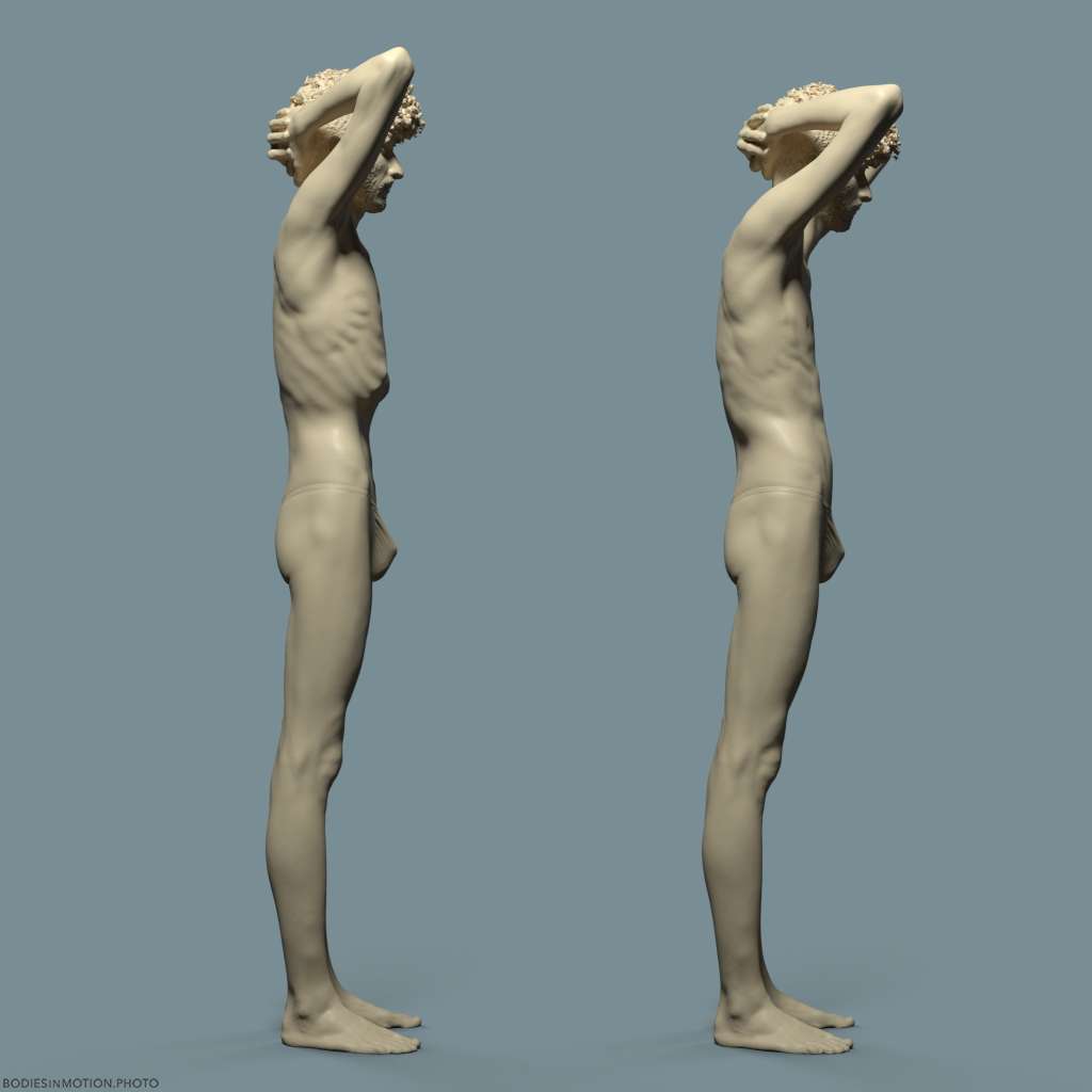 Skinny male abdomen flex inhale keyLightBlue — figure reference