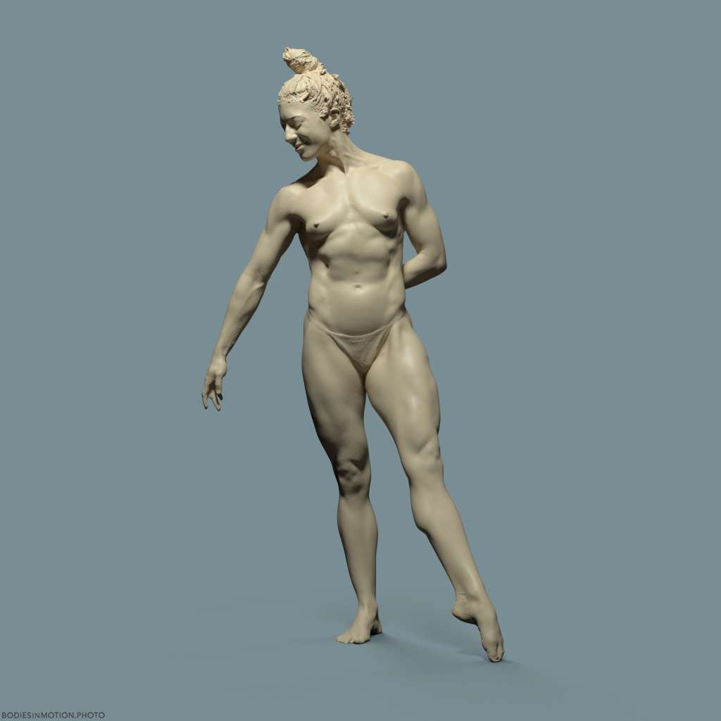 MuscularFemale pose 3 keyLightBlue — figure reference