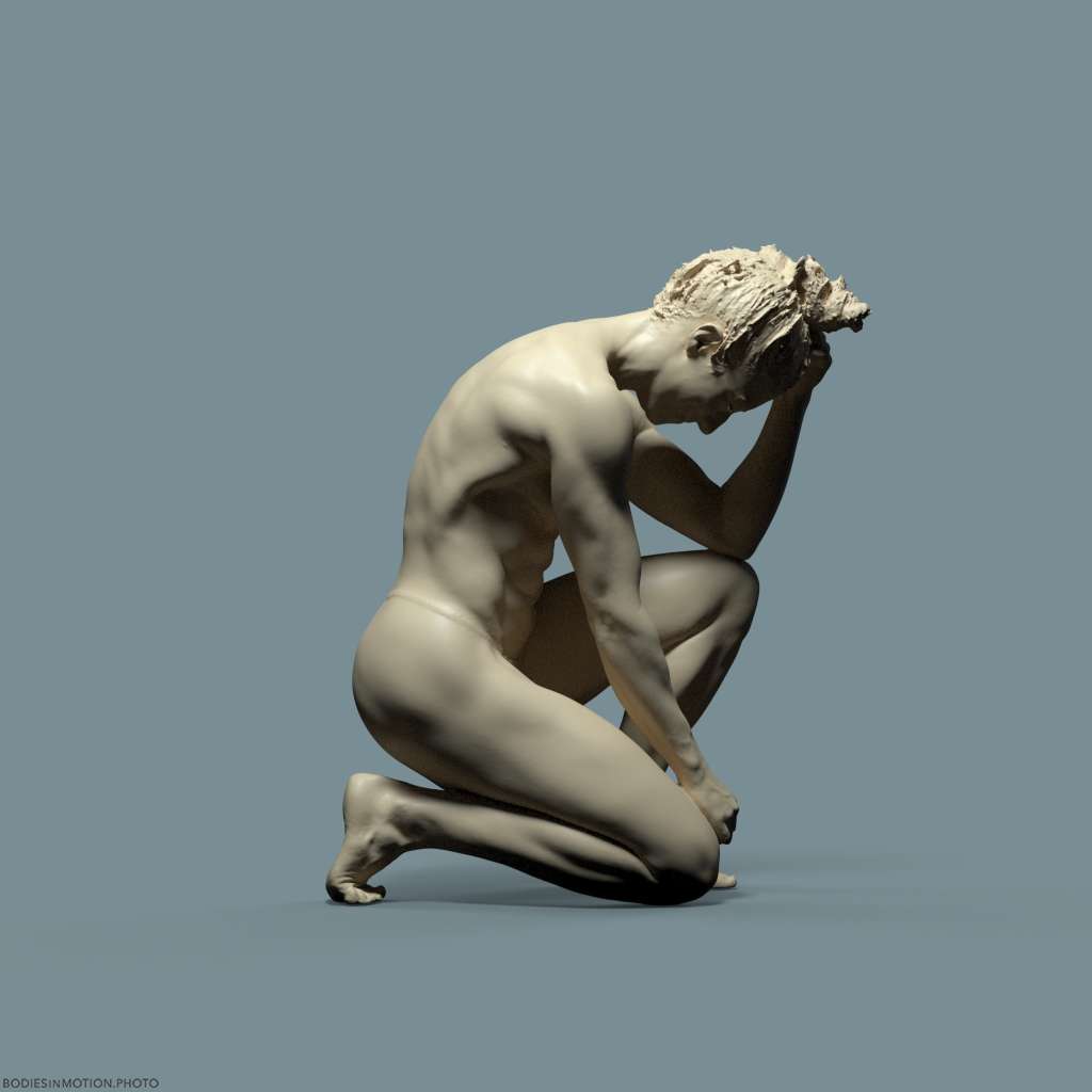 MuscularFemale pose 5 keyLightBlue — figure reference