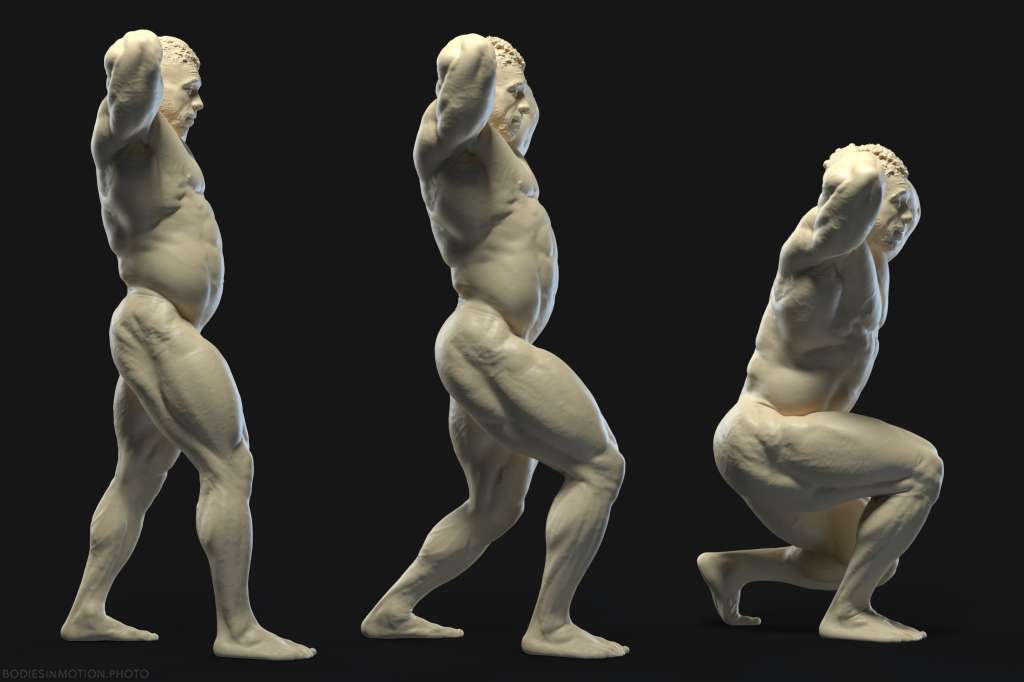 MuscularMale lunge sequence threePoint — figure reference