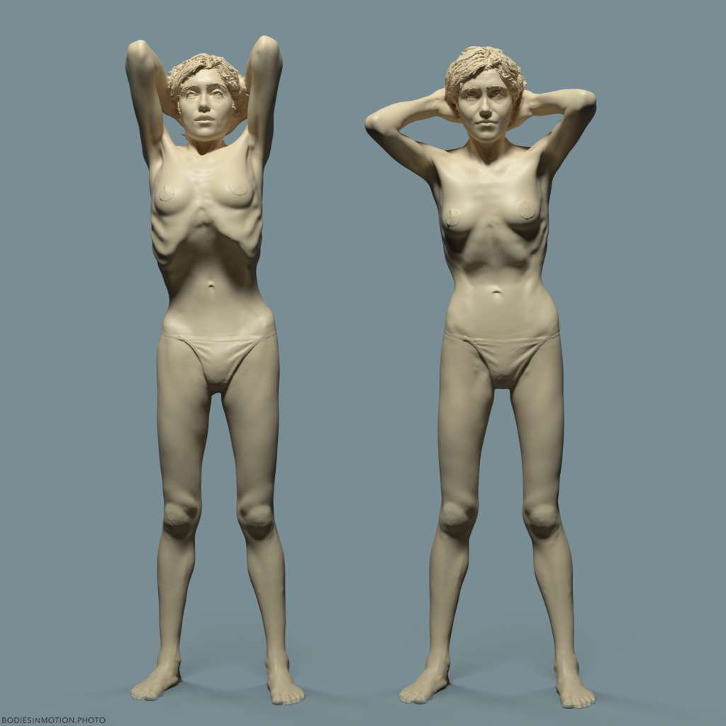 Skinny Female abdomen tense vs inhale keyLightBlue — figure reference