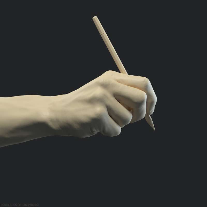 Athletic Male Hand 30 pencil threePoint — figure reference