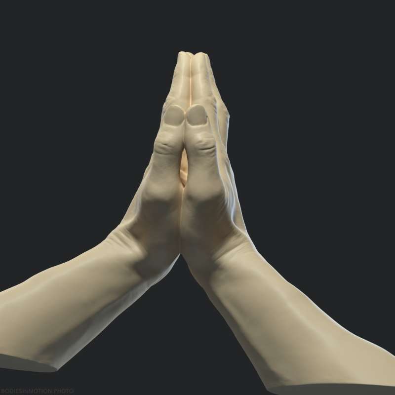 Athletic Male Hand 52 handsTogetherPray threePoint — figure reference