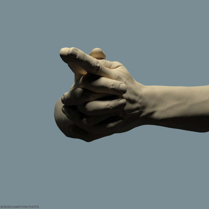Athletic Male Hand 53 TwoFingerPistol keyLightBlue — figure reference